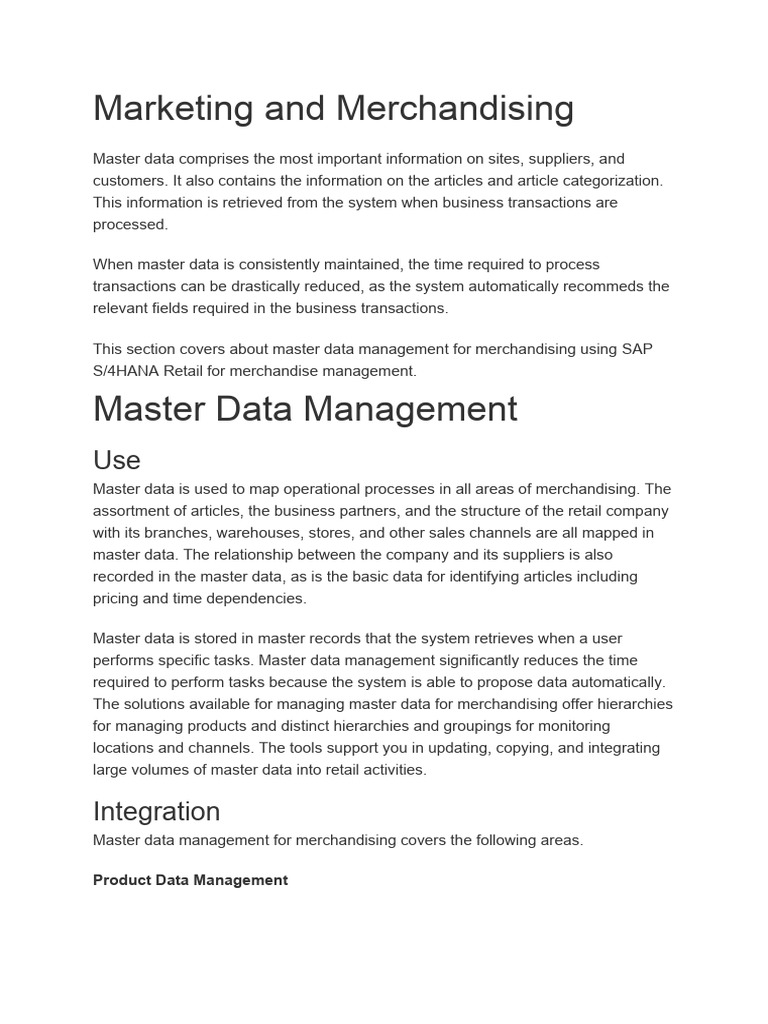 Master Data Management in Retail | PDF | Retail | Supply Chain