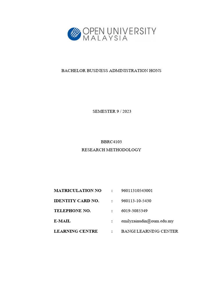 Bbrc4103 research methodology assignment pdf entrepreneurship retail