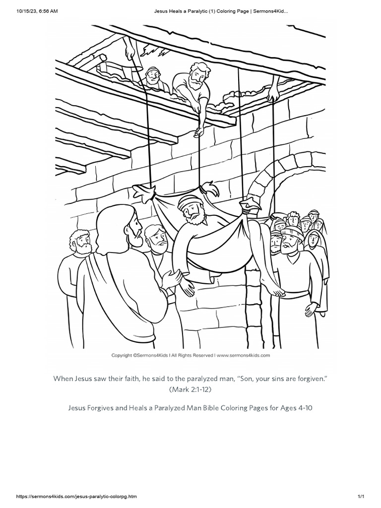 Jesus Heals A Paralytic Coloring Page