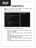 Dbms Experiments