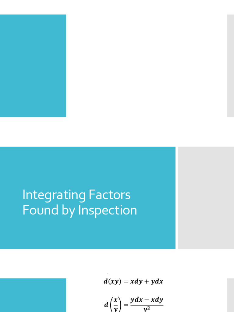 Integrating Factors Found by Inspection | PDF | Equations ...