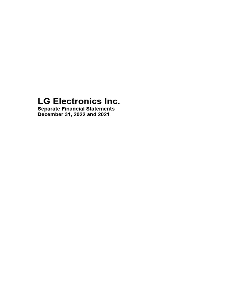 LG Electronics Inc. Separate Financial Statements December 31, 2022