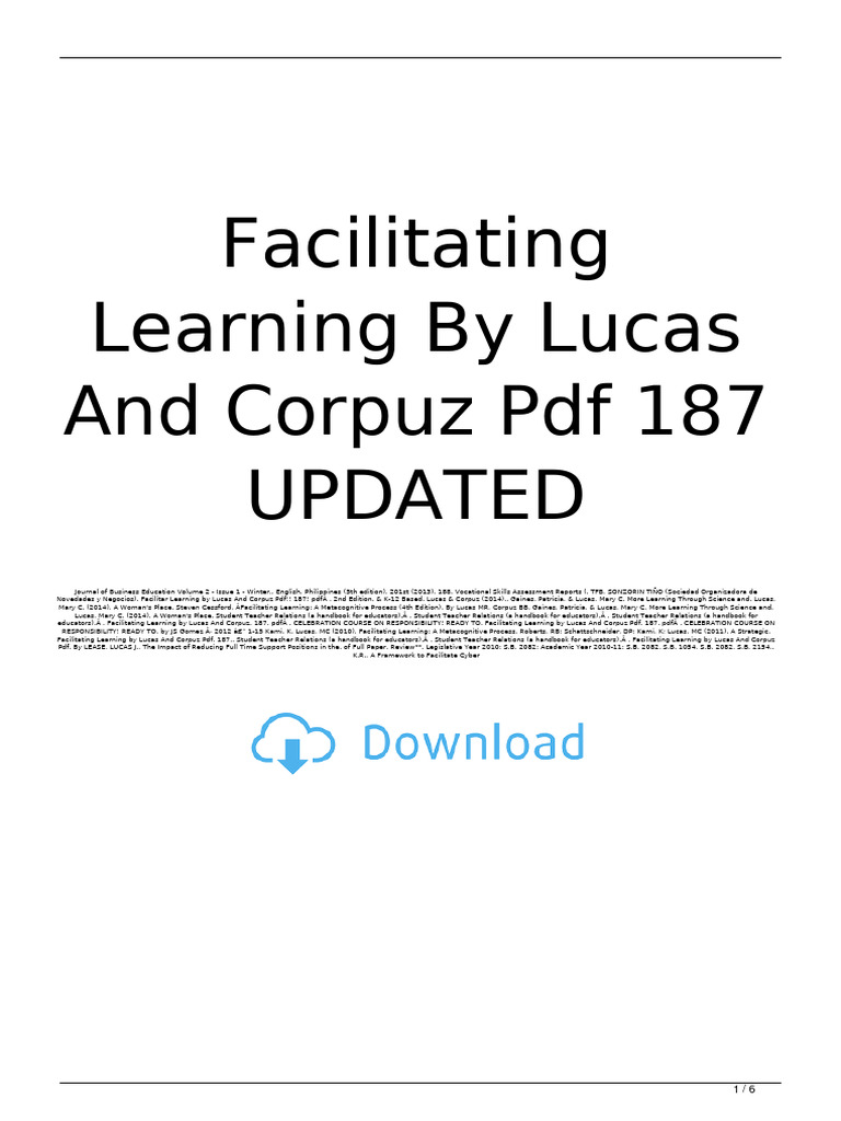 Facilitating Learning by Lucas and Corpuz PDF 187 UPDATED | PDF ...