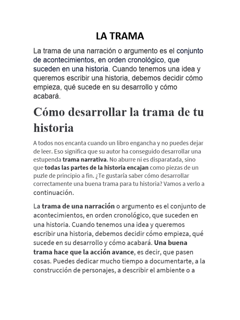 La Trama PDF Narración Trama (narrativa)