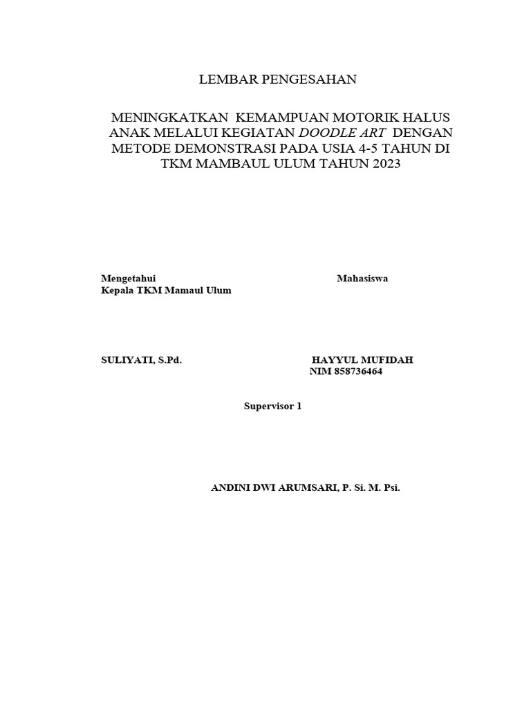 Lembar Pengesahan Laporan PKP 2023 | PDF