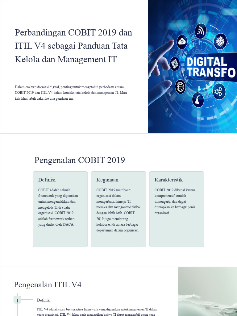 Perbandingan Cobit 2019 Dan Itil V4 Sebagai Panduan Tata Kelola Dan