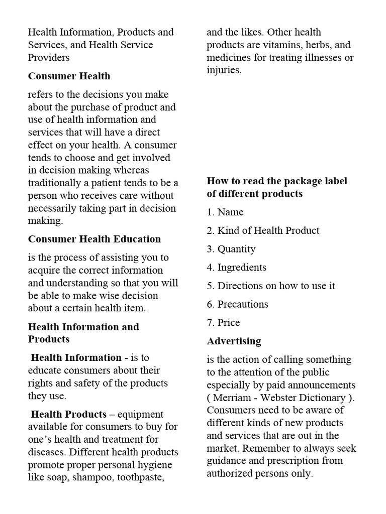 Health Consumer Education Overview | PDF | Alternative Medicine ...