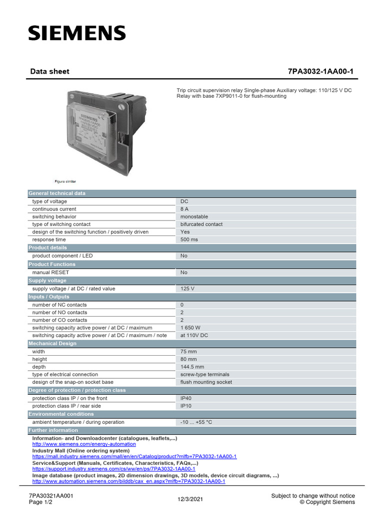 7pa30321aa001 Datasheet En, Tcs Relay | PDF | Relay | Switch