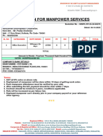 Quotation For Manpower Services: Sl. No. Categories Duty Hours Basic PF ESI Rate S.C. @10% Total