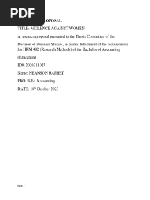 Research Proposal On Violence Against Women