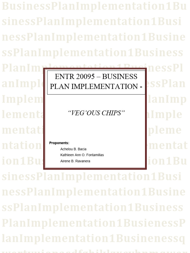 Veg'Ous Chips_Business Plan Implementation 1 PDF Vegetables