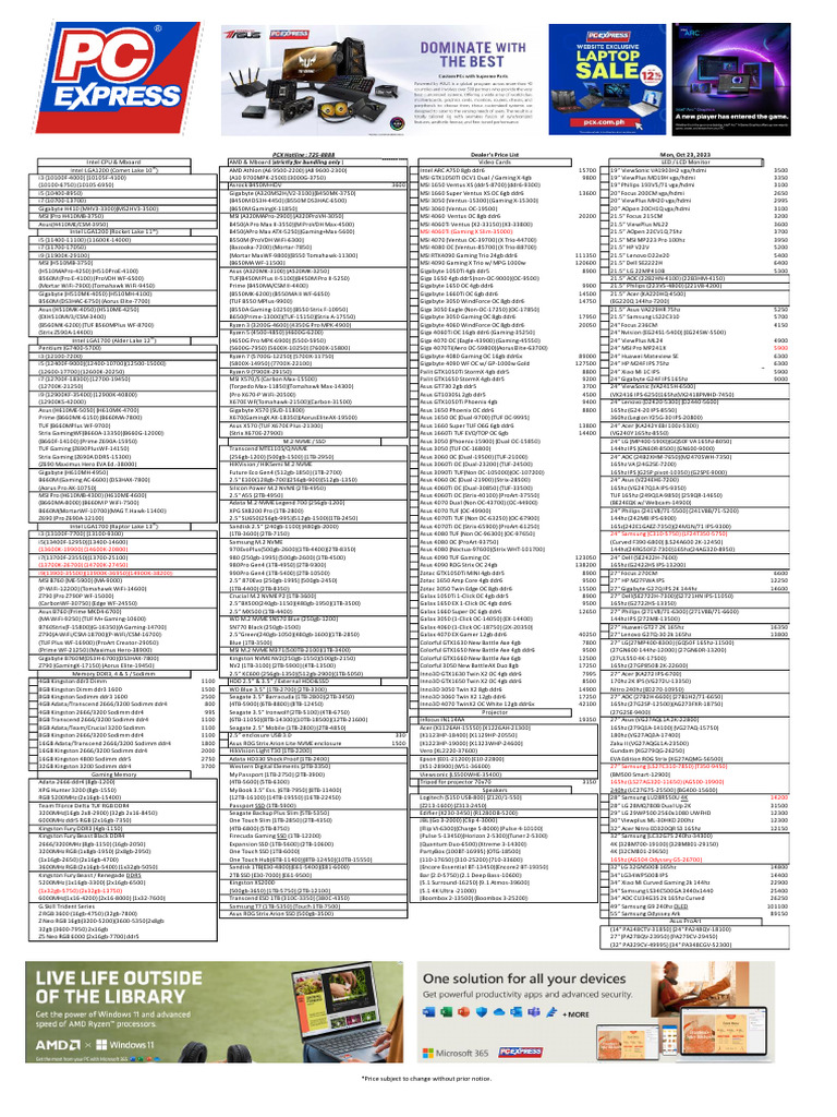 PC Components Price List - Oct 2023 | PDF