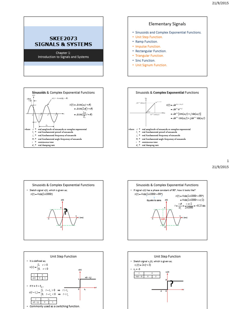 Introduction to Signals and Systems | PDF | Function (Mathematics ...
