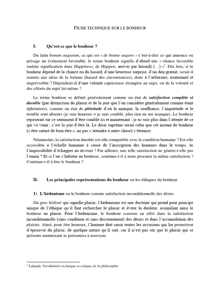 Le Bonheur selon Platon et Épicure PDF Bonheur Platon — free download