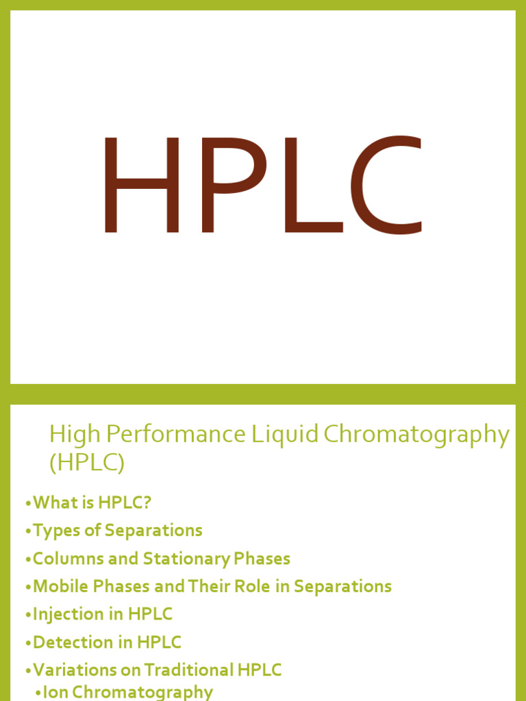 HPLC PDF High Performance Liquid Chromatography UltravioletVisible Spectroscopy
