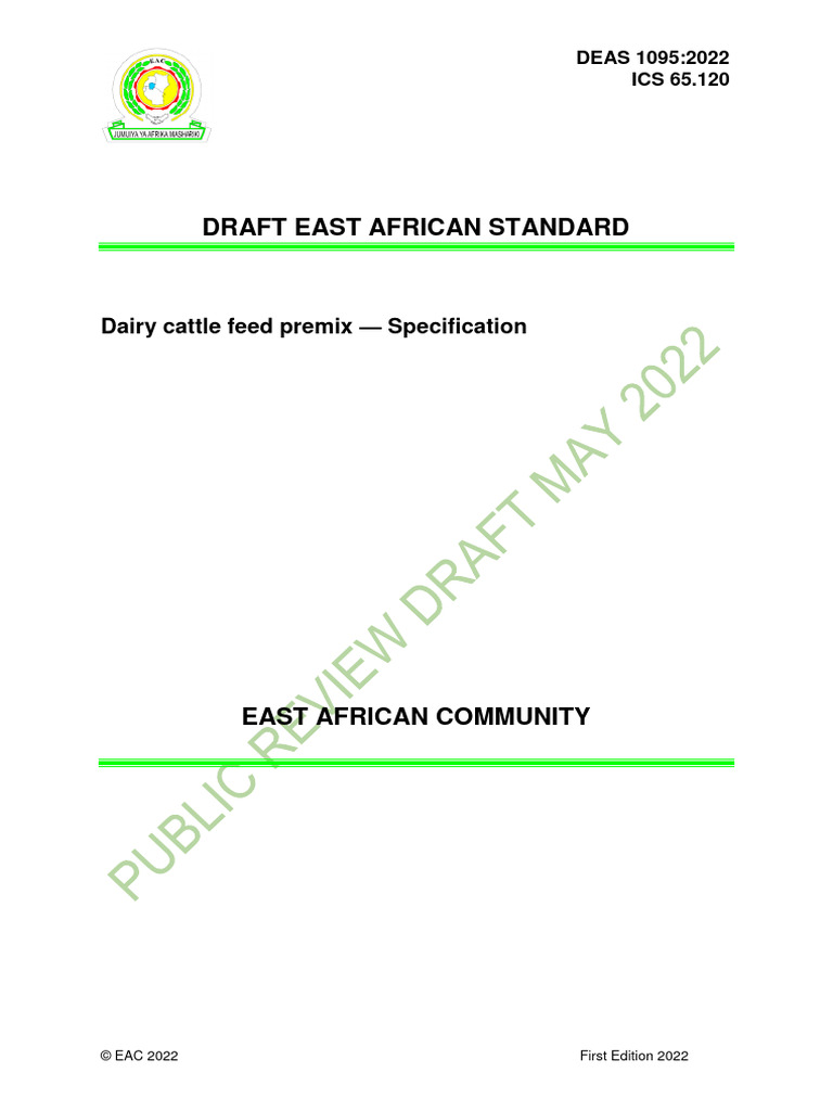 Deas 1095 - 2021 Cattle Feed Premix Specification | PDF | International ...