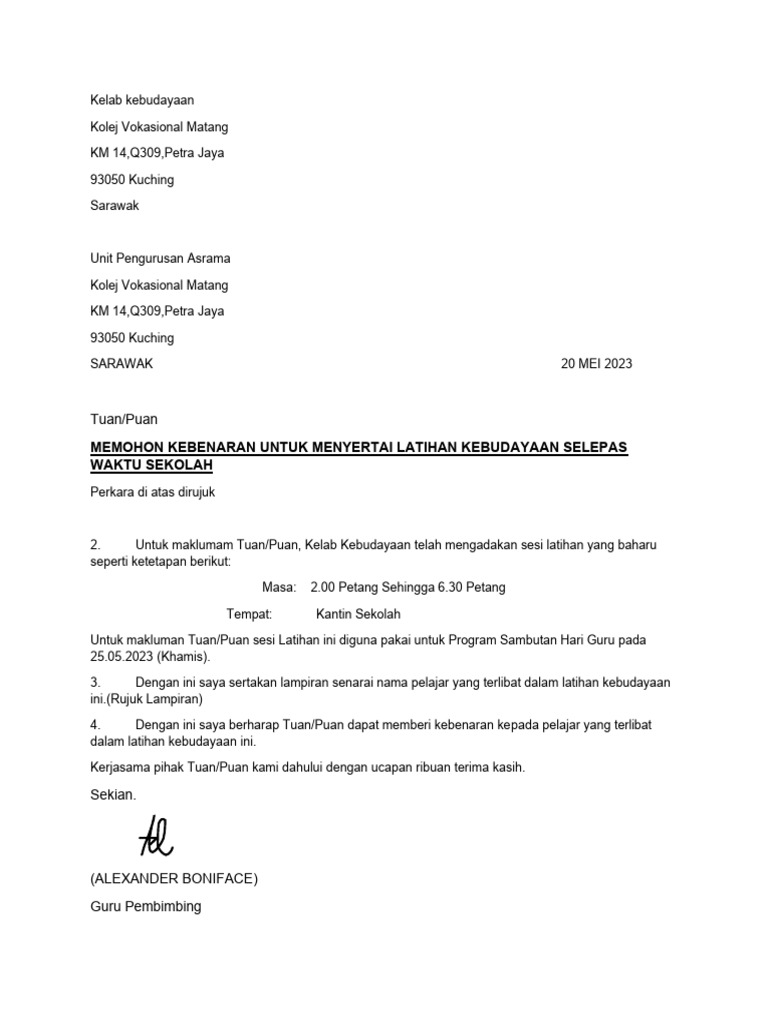 Surat Kebenaran Kelab Kebudayaan Latest 2 Pdf