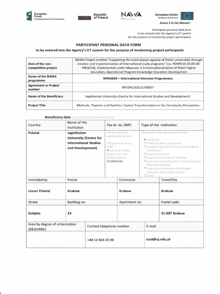 Project Participant Statement On Personal Data Processing | PDF
