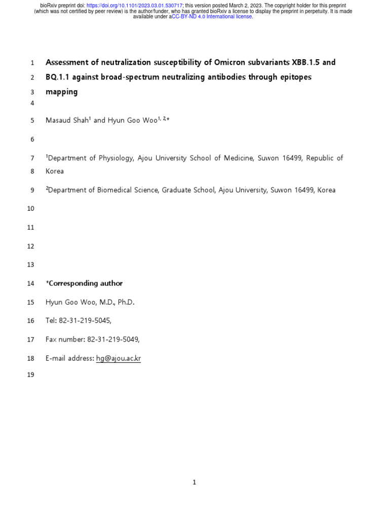 Assessment of Neutralization Susceptibility of Omicron Subvariants XBB ...