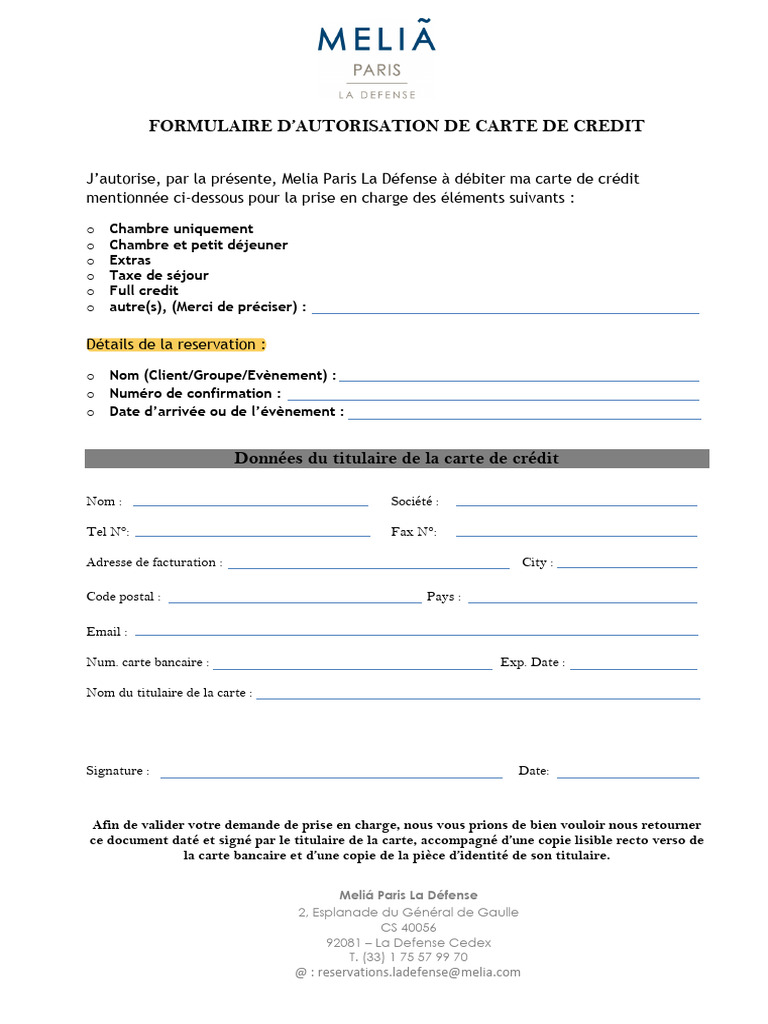 Formulaire d'Autorisation de Paiement | PDF