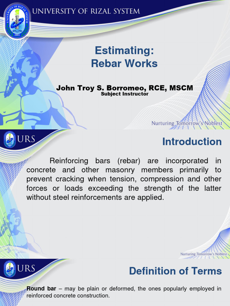 M04 Rebar Works | PDF | Building Engineering | Concrete