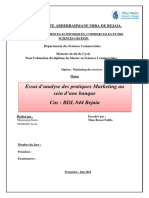 Essai D'analyse Des Pratiques Marketing Au Sein D'une Banque Cas: BDL 844 Bejaia