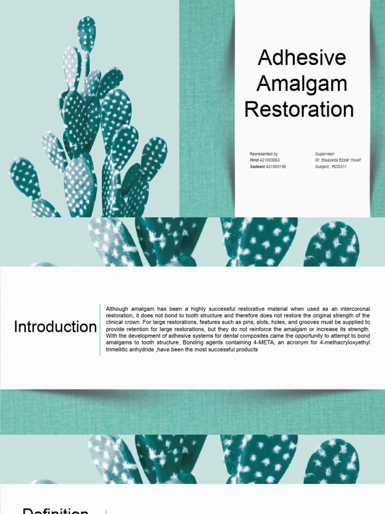 Adhesive Amalgam Restoration PDF Dental Material Building Engineering