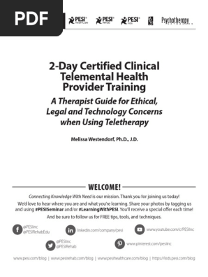 Part Part Vii Manual 2day Certified Clinical Telemental Health Provider Training