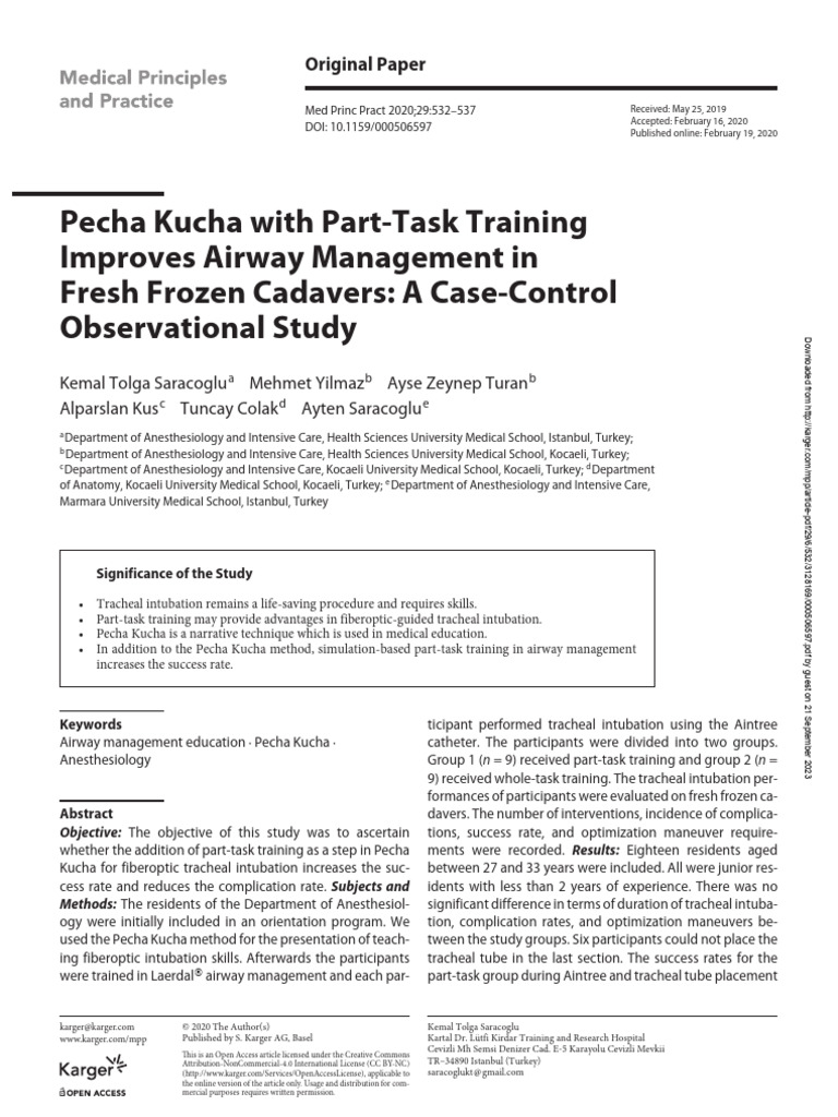 Pecha kucha with parttask training improves airway management in fresh