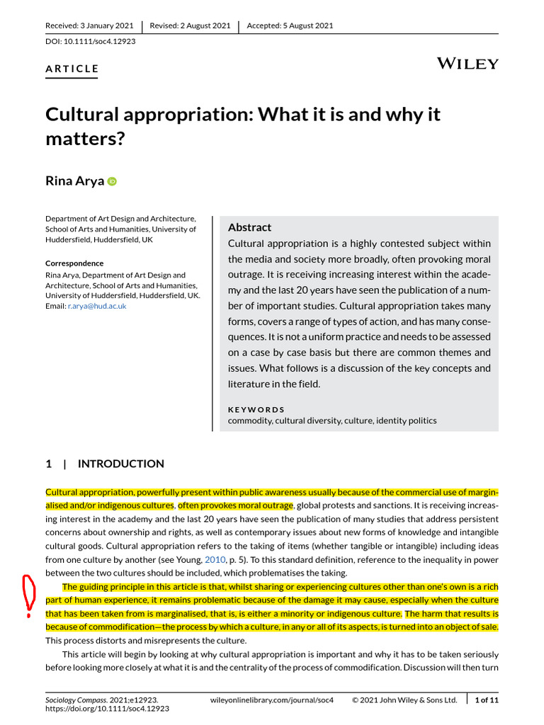 Cultural Appropriation - What It Is and Why It Matters? | PDF