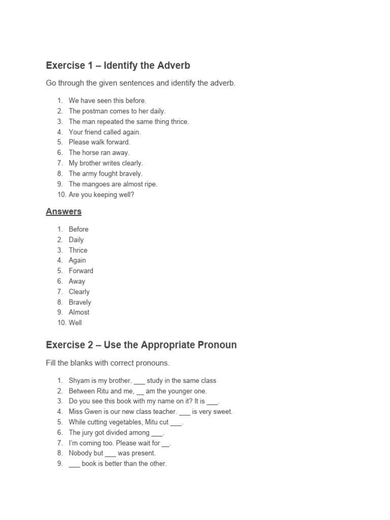 Exercise 1Parts of Speech PDF Part Of Speech Linguistics