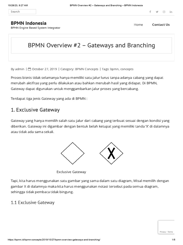 Bpmn Overview 2 Gateways And Branching Bpmn Indonesia Pdf