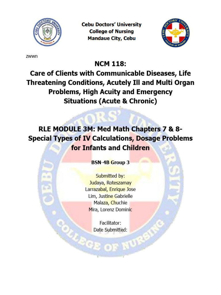 3M Med Math Chapters 7 8 Special Types of IV Calculations Dosage ...