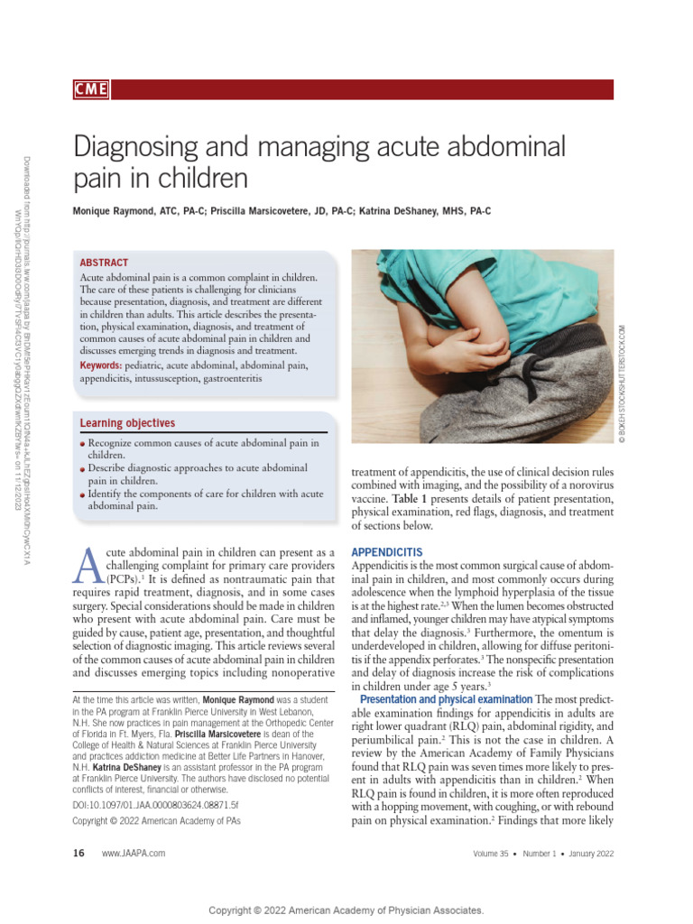 Diagnosing and Managing Acute Abdominal Pain In.2 | PDF | Inflammatory ...