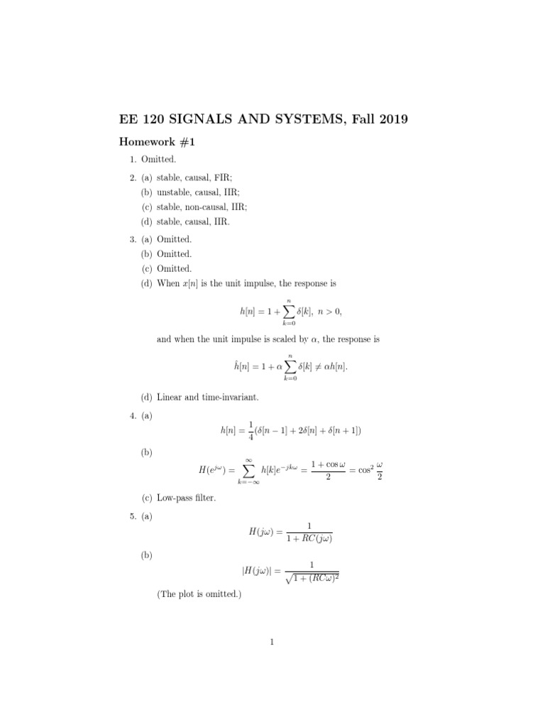 Signals and Systems Homework Assignments | PDF | Applied Mathematics ...