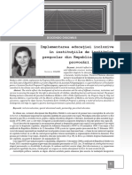 Implementarea Educatiei Incluzive in Institutiile de Invatamint Prescolar Din Republica Moldova Provocari Si Solutii