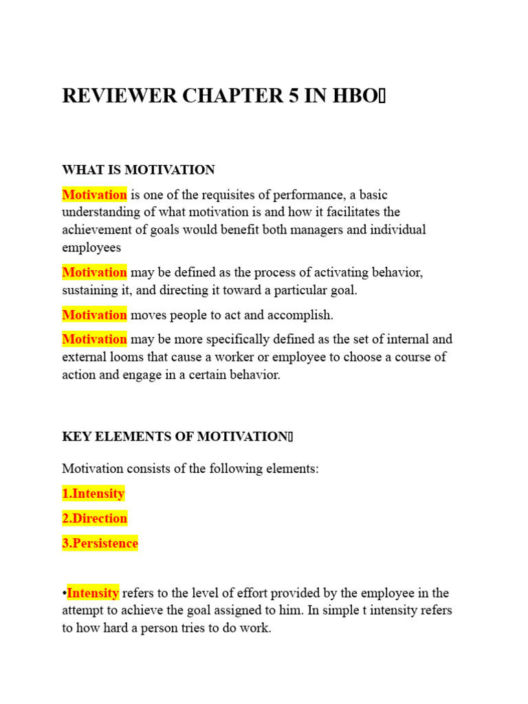 Understanding Motivation in Chapter 5 | PDF | Motivational | Motivation