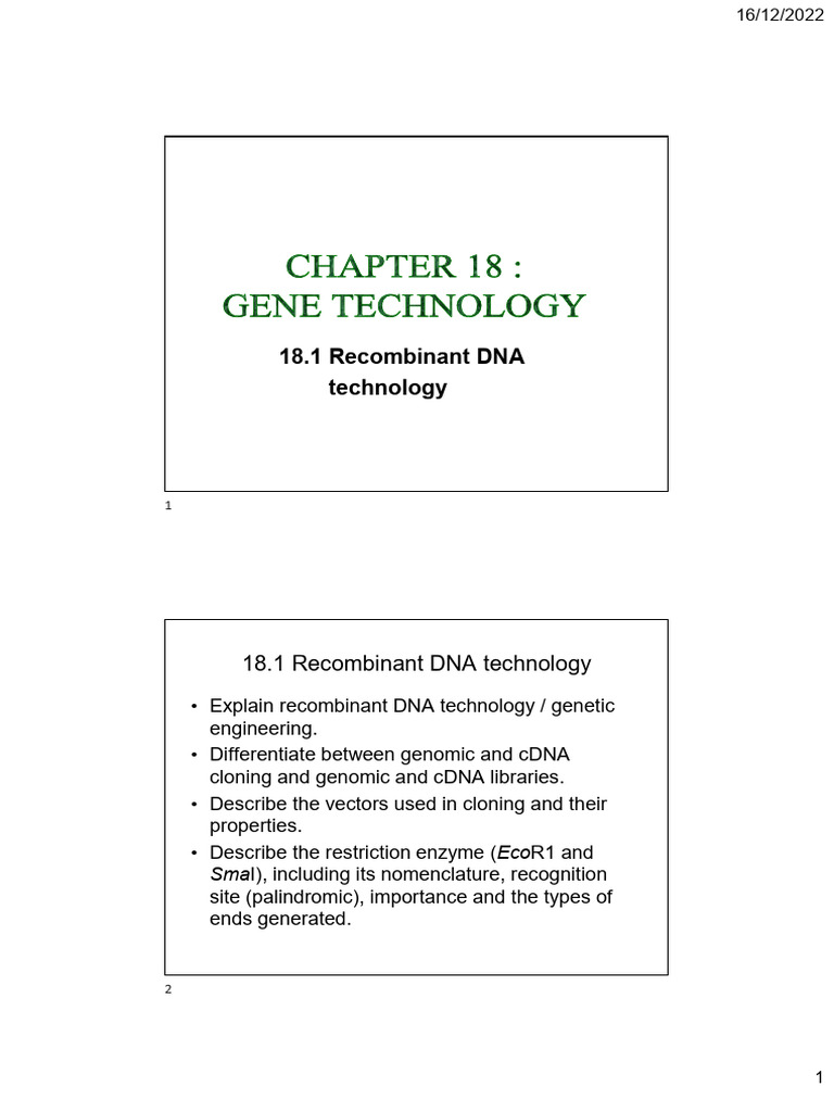 Gene Library and Cdna Notes PDF Molecular Cloning Complementary Dna