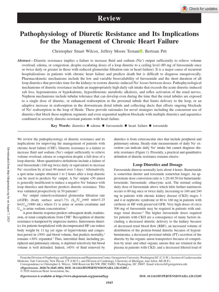 Pathophysiology of Diuretic Resistance and Its Implications For The