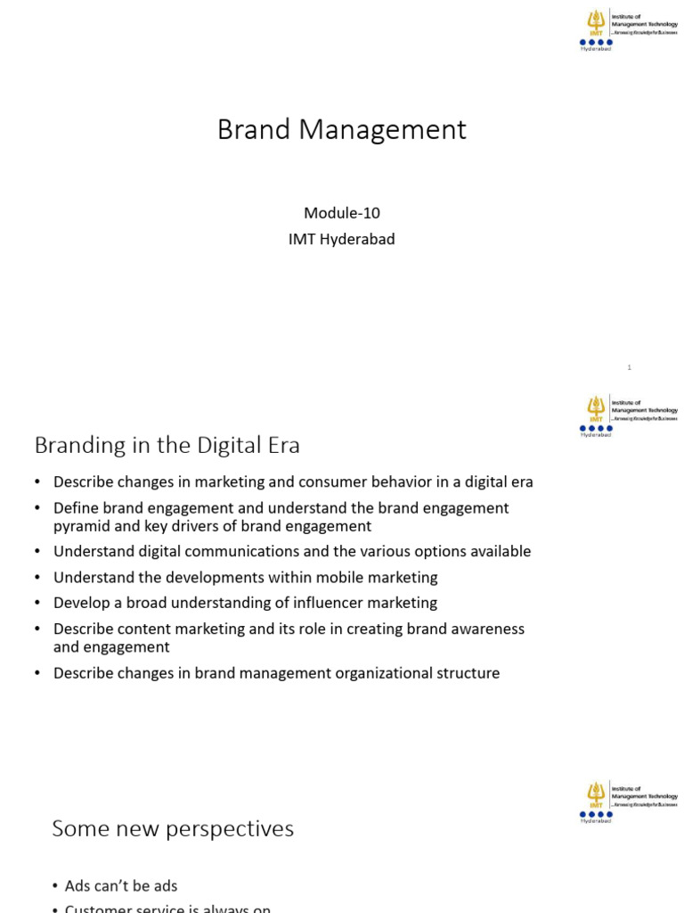BM - Module-10 - IMT Hyd | Download Free PDF | Marketing | Digital ...