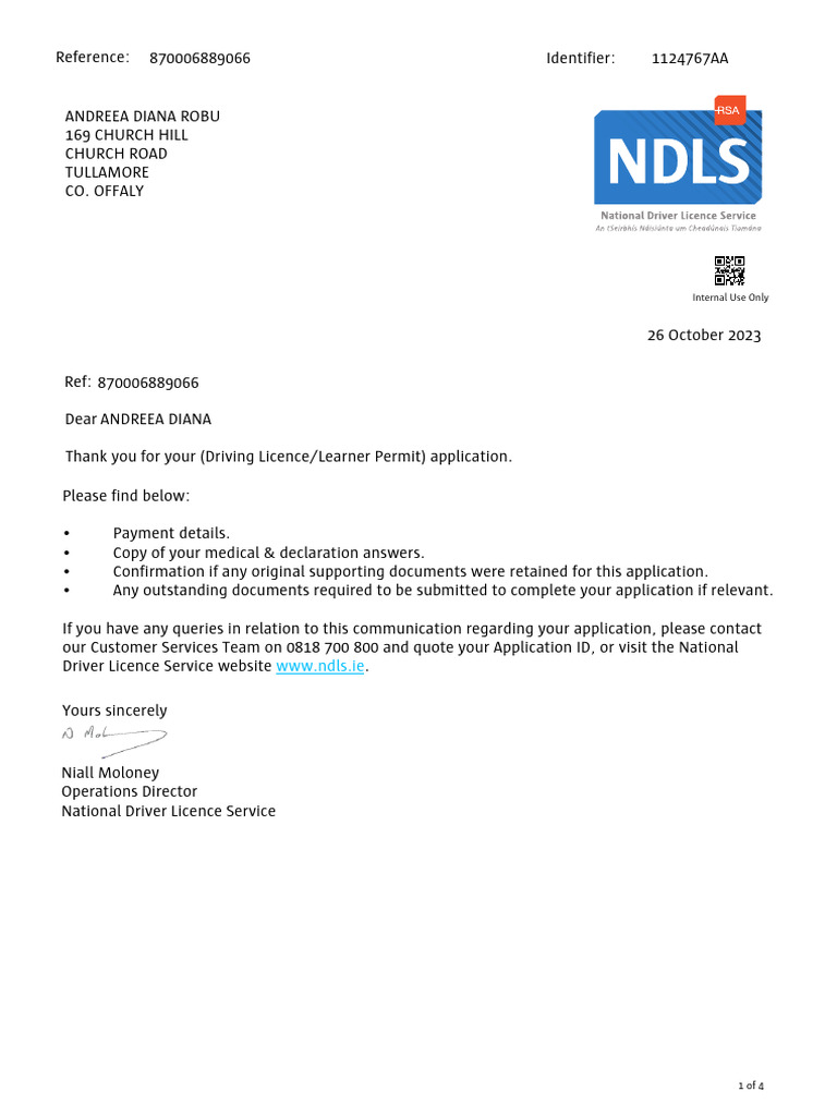 NDLS Application Confirmation Letter | PDF | Driver's License | Causes ...
