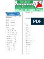 Potenciacion y Radicacion de Numeros Enteros para Primer Grado de Secundaria