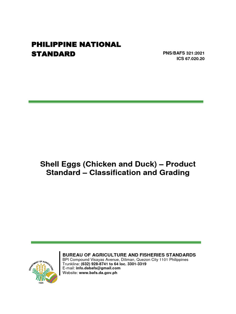 PNS - Bafs 321-2021 - Shell Eggs (Chicken and Duck) - Product Standard ...