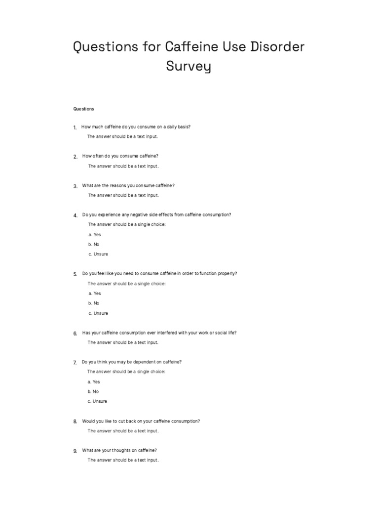 Caffeine Use Disorder Survey | PDF