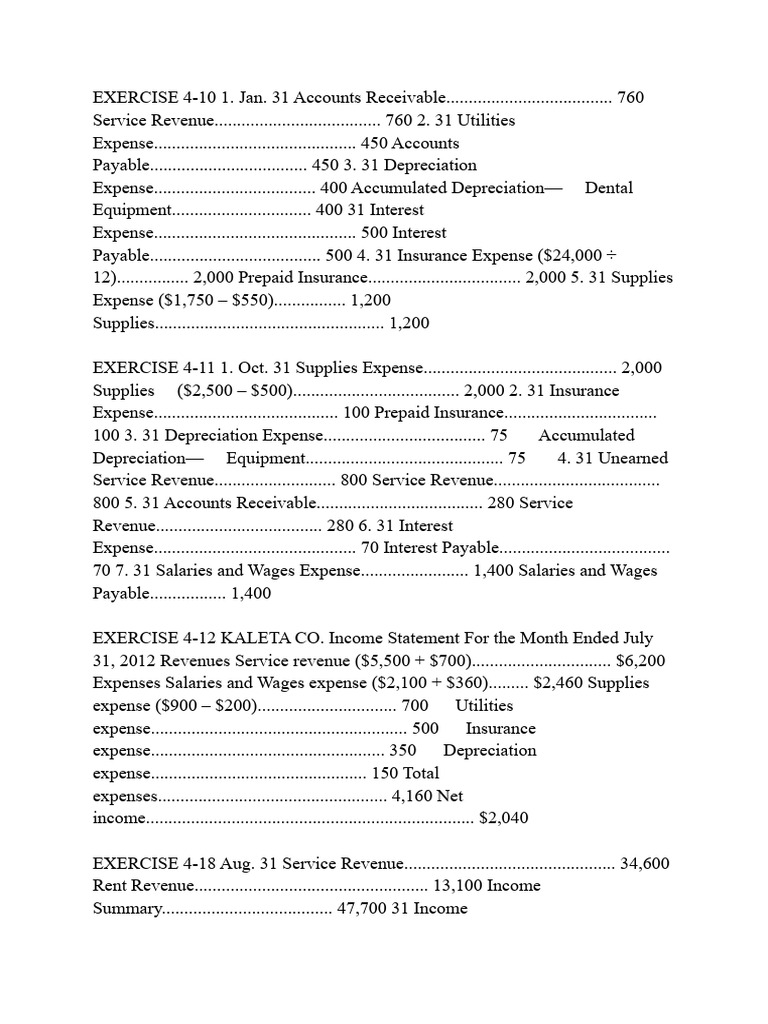 Exercise 4 10 1 pdf expense debits and credits