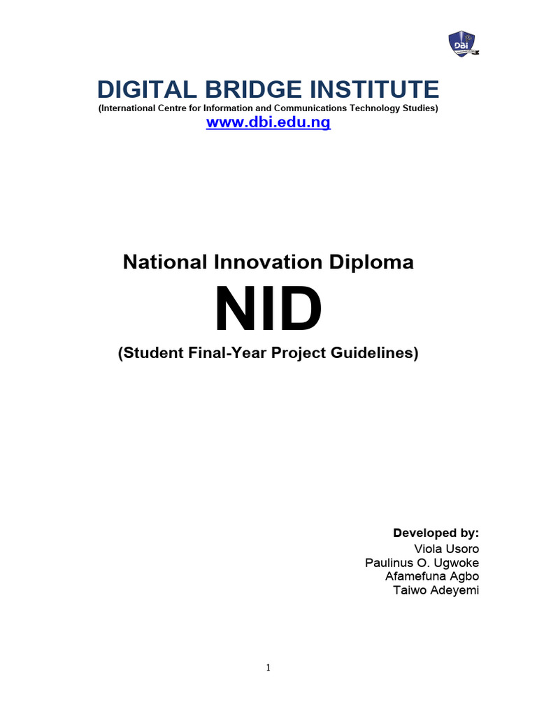 Digital Bridge Institute National Innovation Diploma PDF