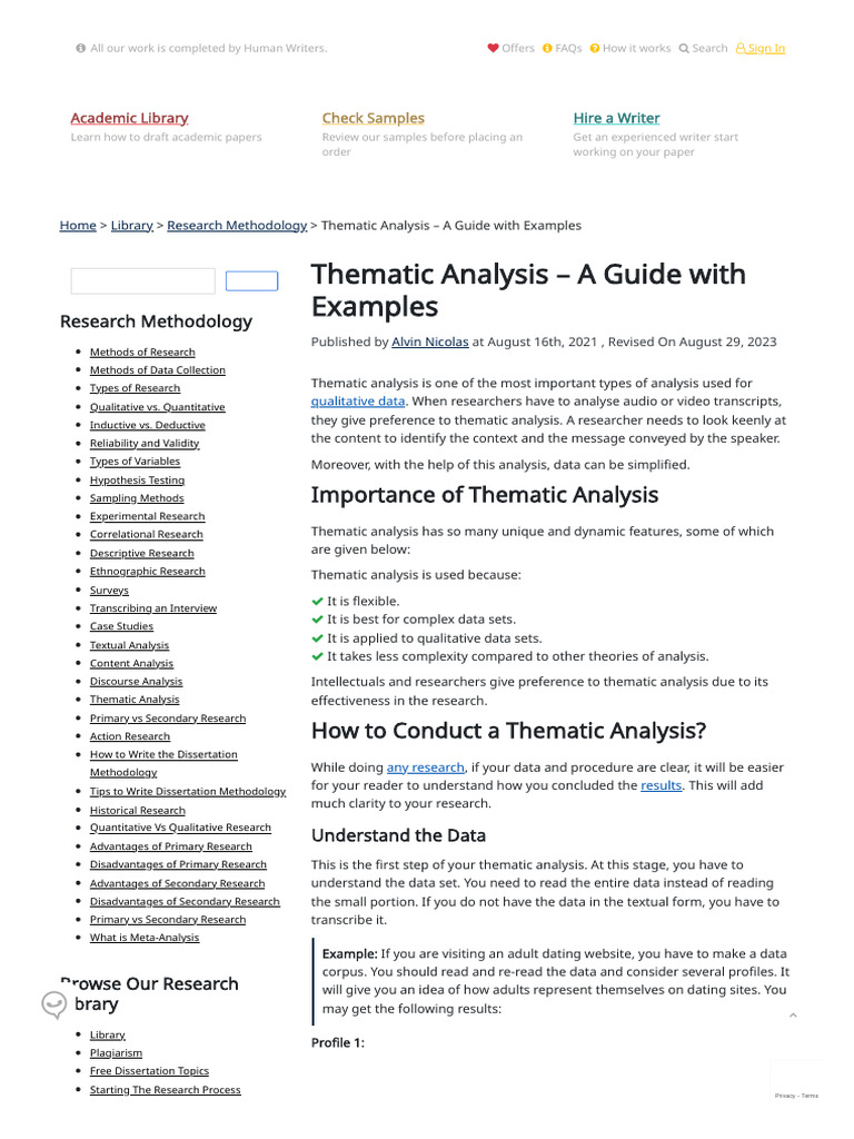 Thematic Analysis - A Guide With Examples - Research Prospect | PDF ...