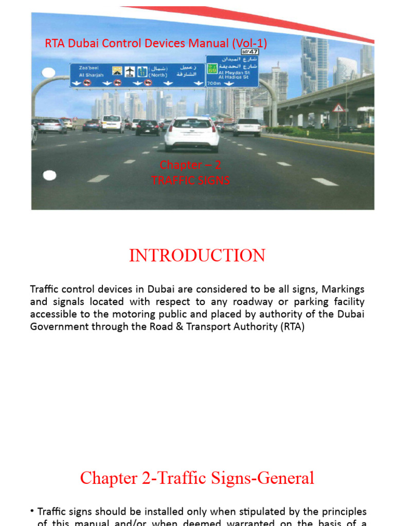 Dubai Traffic Signs and Regulations Guide | PDF | Traffic | Road