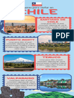 Infografía Lugares para Visitar en Chile Con Fotografías Ilustrado Azul y Rojo