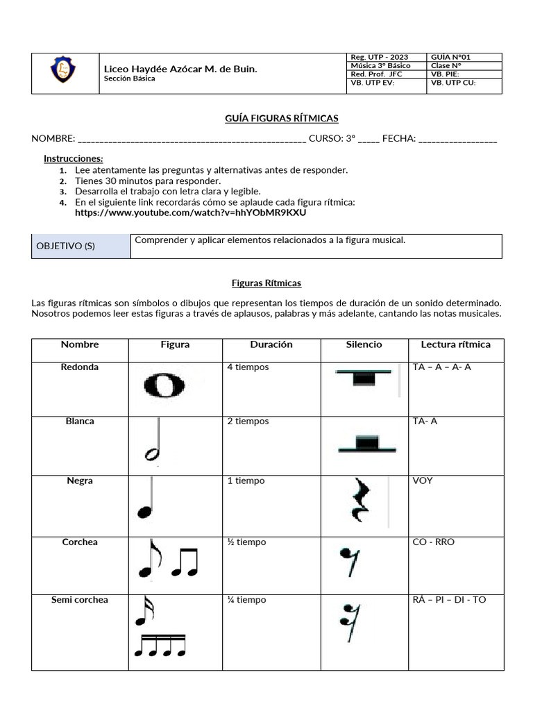 GUÍA FIGURAS RÍTMICAS | PDF | Formas musicales | Ritmo y medidor